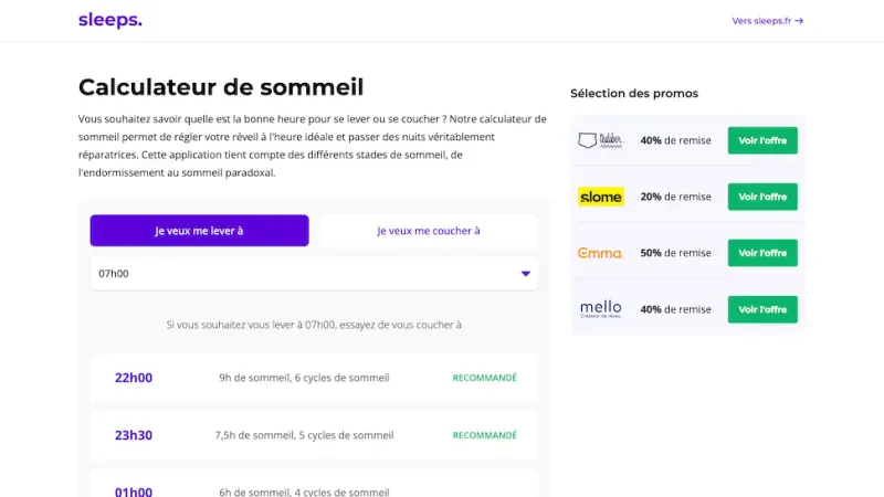 Calculateur de sommeil