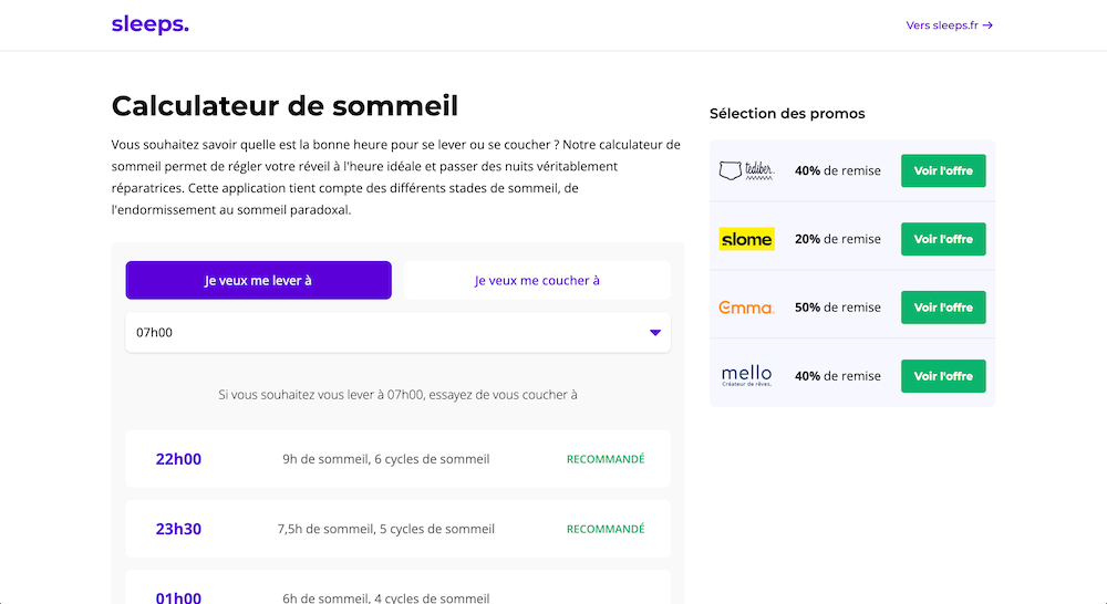 Calculateur de sommeil