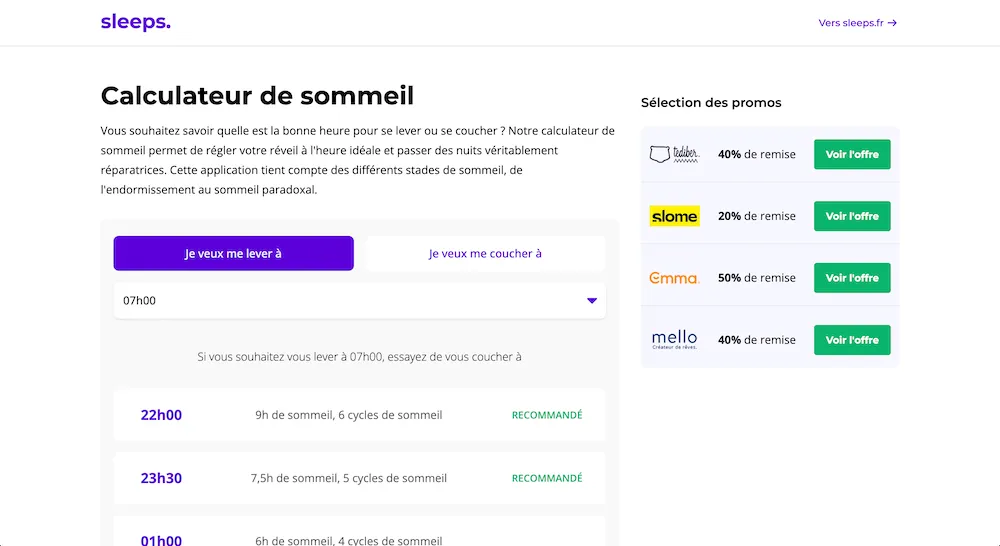 Calculateur de sommeil